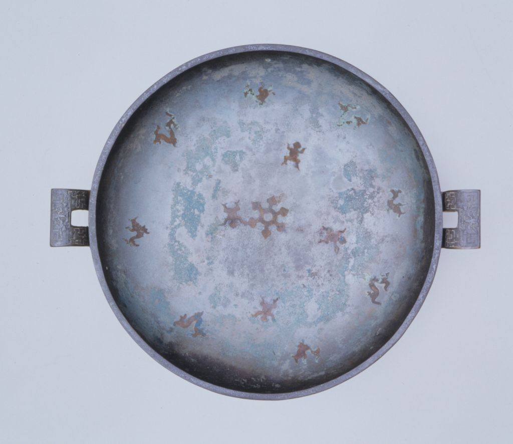 图片[2]-Frog animal pattern plate inlaid with red copper-China Archive